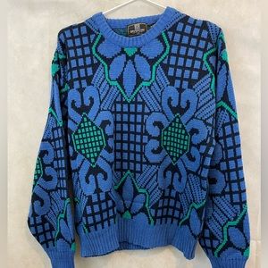 VINTAGE GIVENCHY | Givenchy Monsieur funky patterned knit crew neck sweater RARE